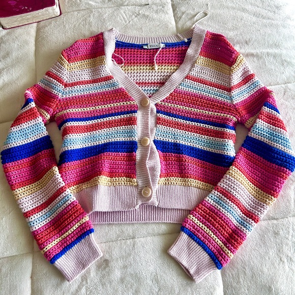 Pink and multicolored knit cardigan - Picture 5 of 5